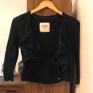 Abercrombie & Fitch Navy Ruffles Cardigan